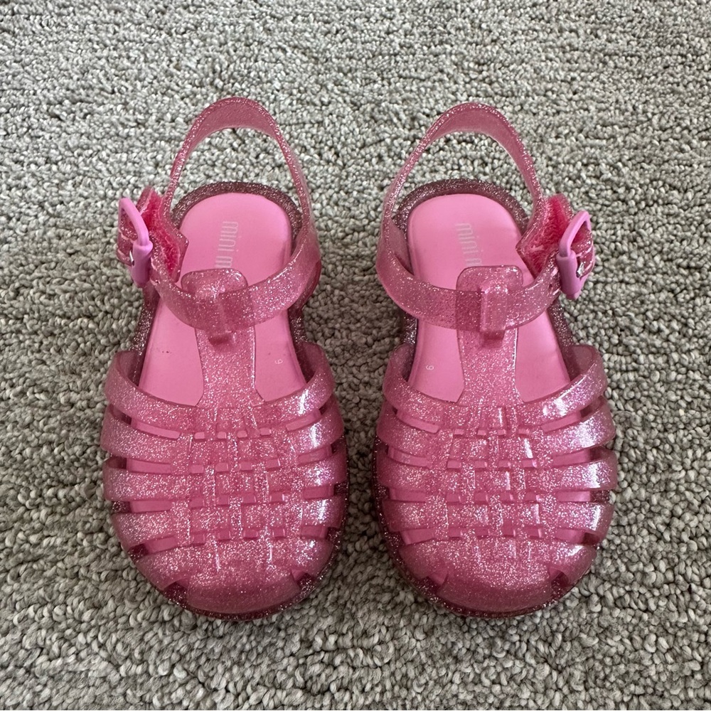 Mini Melissa Possession Fisherman Sandal Pink Glitter Size 6